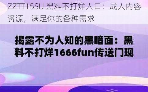 ZZTT15SU 黑料不打烊入口：成人内容资源，满足你的各种需求