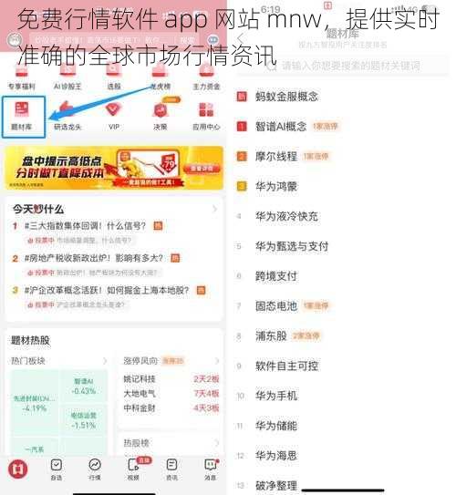 免费行情软件 app 网站 mnw，提供实时准确的全球市场行情资讯