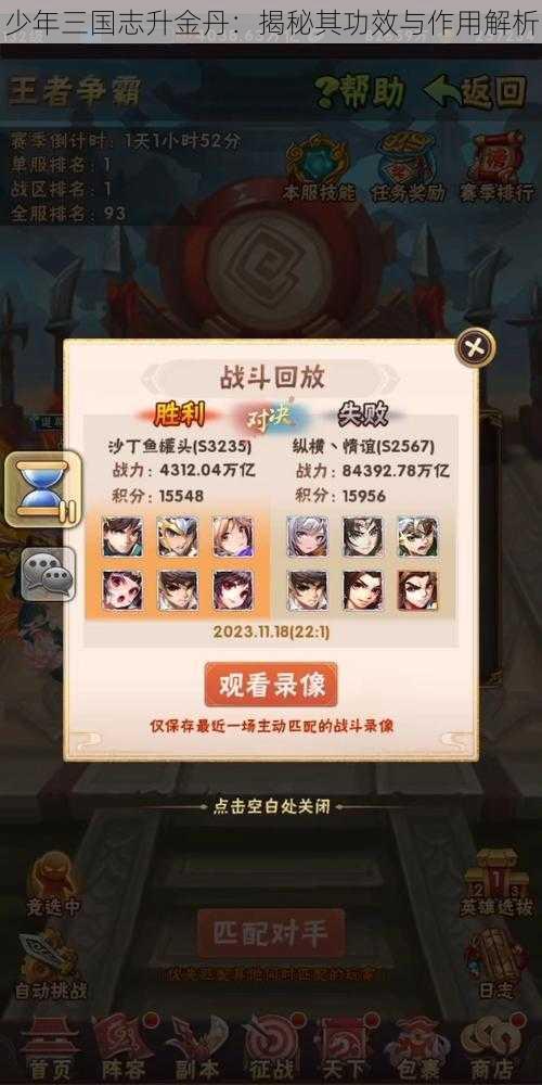 少年三国志升金丹：揭秘其功效与作用解析