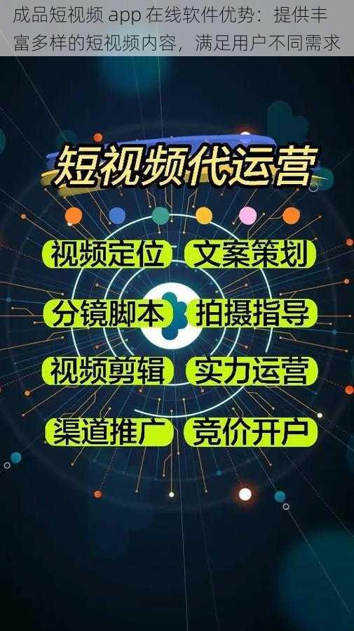 成品短视频 app 在线软件优势：提供丰富多样的短视频内容，满足用户不同需求