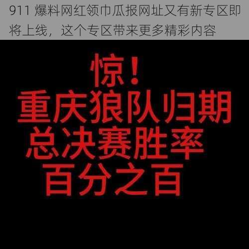 911 爆料网红领巾瓜报网址又有新专区即将上线，这个专区带来更多精彩内容