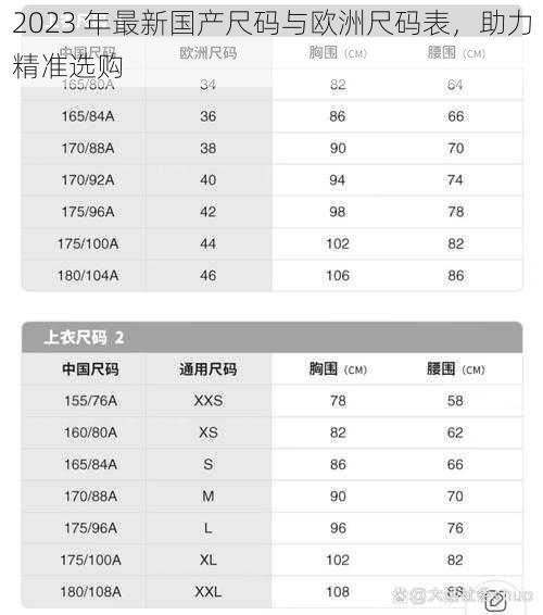 2023 年最新国产尺码与欧洲尺码表，助力精准选购