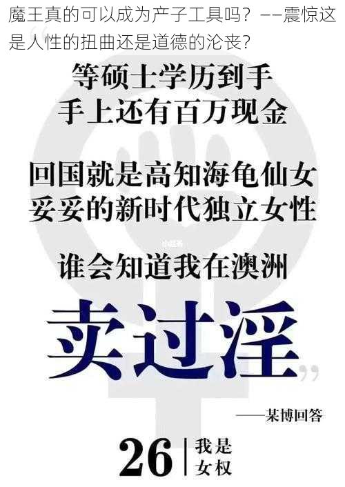 魔王真的可以成为产子工具吗？——震惊这是人性的扭曲还是道德的沦丧？